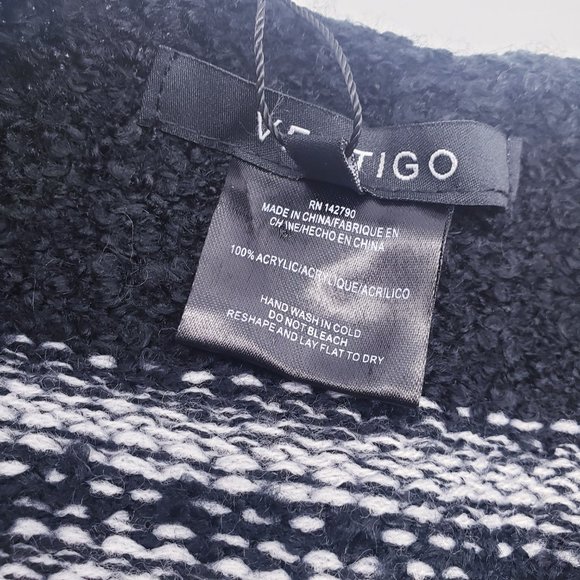 VERTIGO Striped Poncho Black & Gray Button-Up S/M & L/xL - Picture 9 of 9